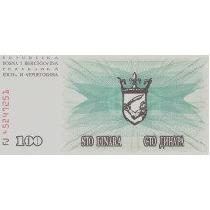 100 Dinars Bosnië en Herzegovina 1992 Biljet